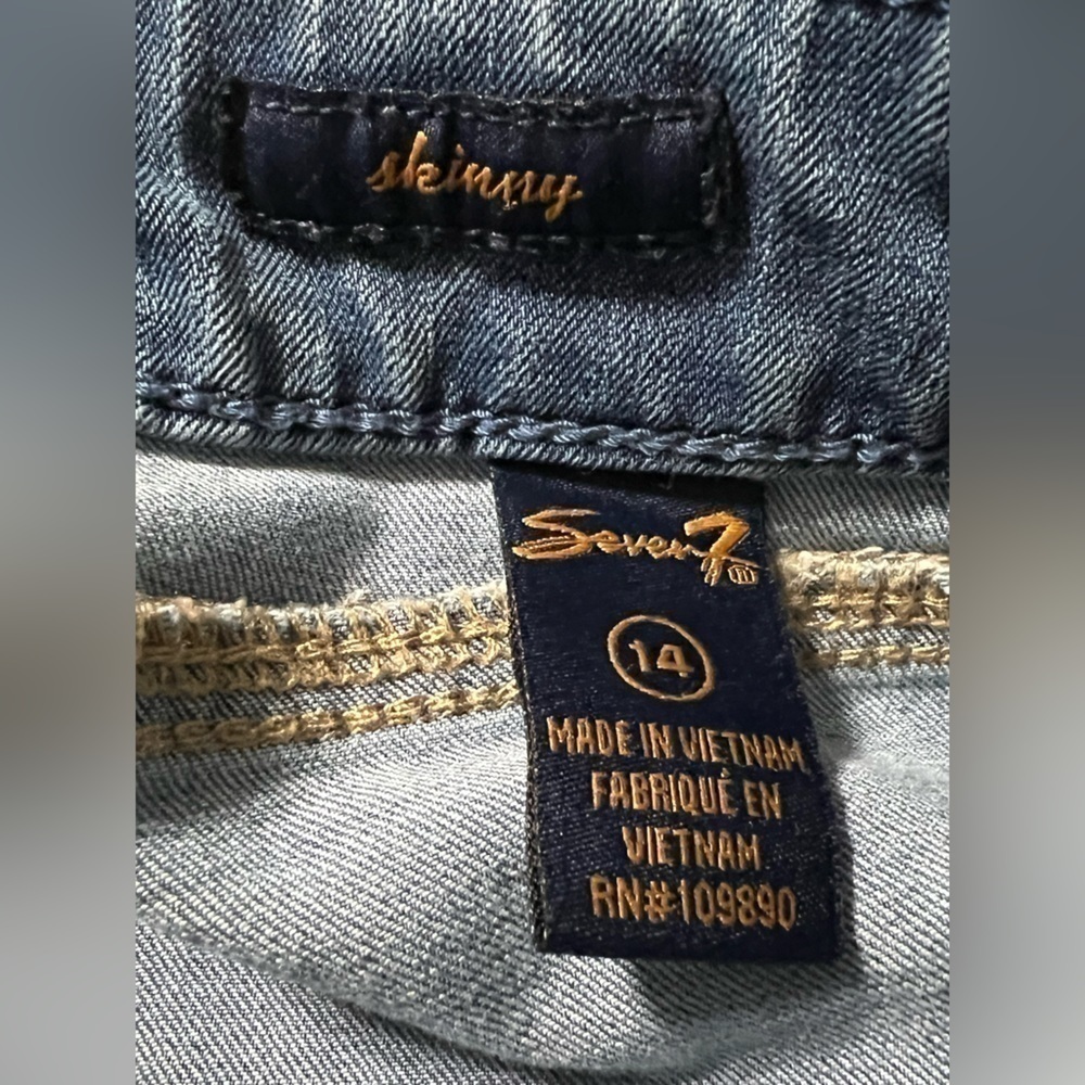 SEVEN7 Crop Denim Blue Skinny Jeans Women’s (Sz 14) - Picture 10 of 16